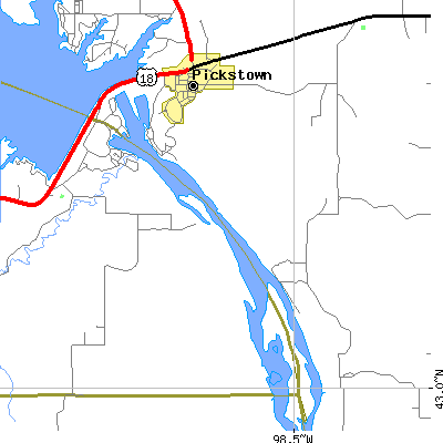 Zip code 57367 close-up map