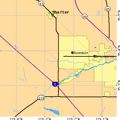 Zip code 93312 close-up map