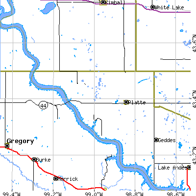 Zip code 57369 close-up map