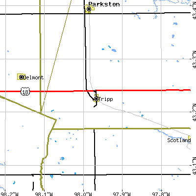Zip code 57376 close-up map