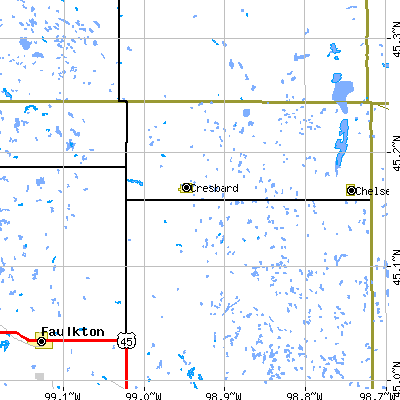 Zip code 57435 close-up map