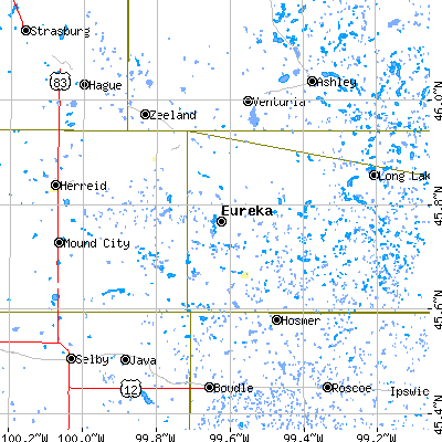 Zip code 57437 close-up map