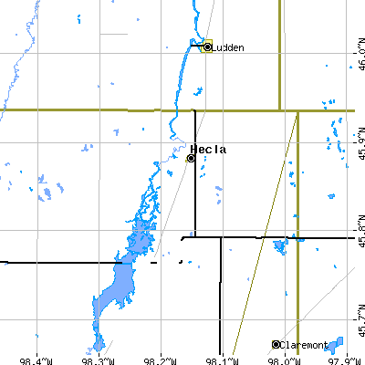 Zip code 57446 close-up map