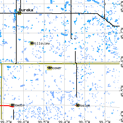 Zip code 57448 close-up map