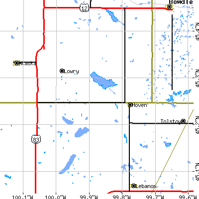 Zip code 57450 close-up map