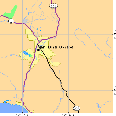 Zip code 93401 close-up map