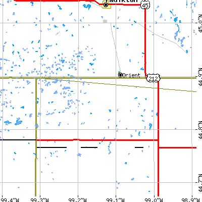 Zip code 57467 close-up map
