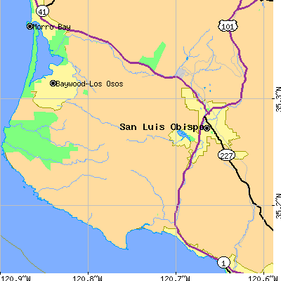 Zip code 93405 close-up map