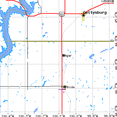 Zip code 57520 close-up map