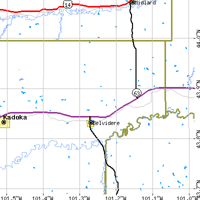 Zip code 57521 close-up map