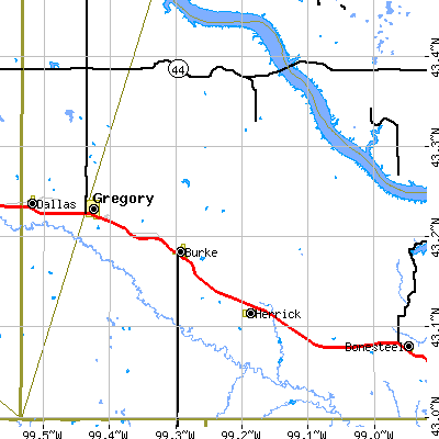 Zip code 57523 close-up map