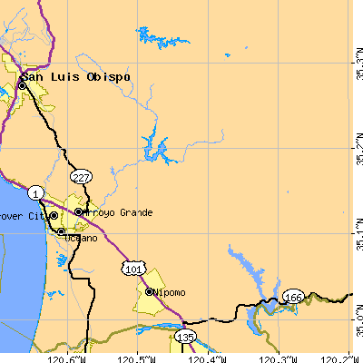 Zip code 93420 close-up map