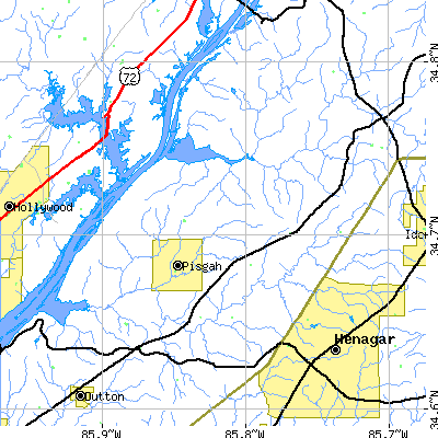 Zip code 35765 close-up map
