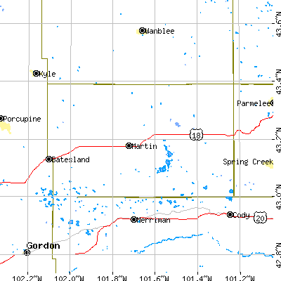 Zip code 57551 close-up map