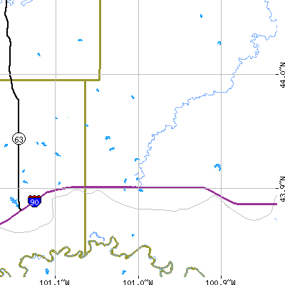 Zip code 57562 close-up map