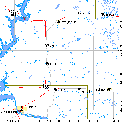 Zip code 57564 close-up map