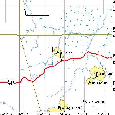 Zip code 57566 close-up map