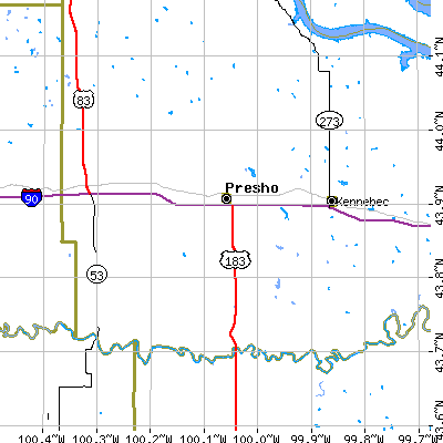 Zip code 57568 close-up map