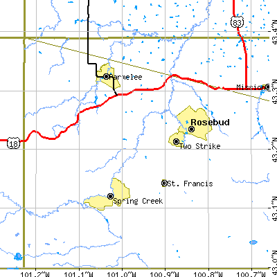 Zip code 57570 close-up map