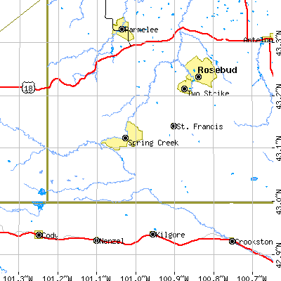 Zip code 57572 close-up map