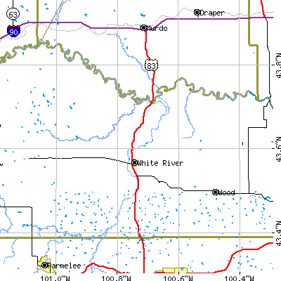 Zip code 57579 close-up map