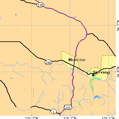 Zip code 93427 close-up map