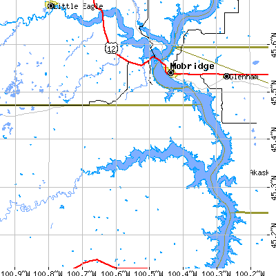 Zip code 57601 close-up map