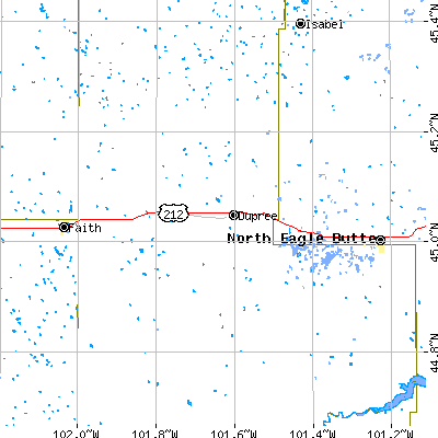 Zip code 57623 close-up map