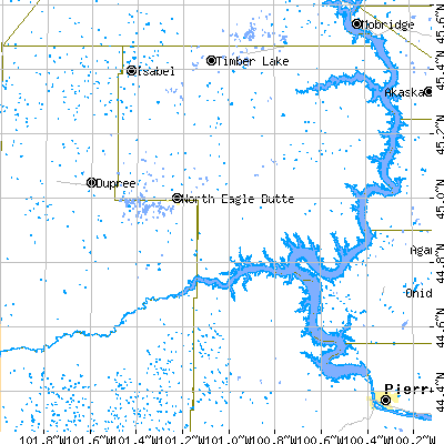 Zip code 57625 close-up map
