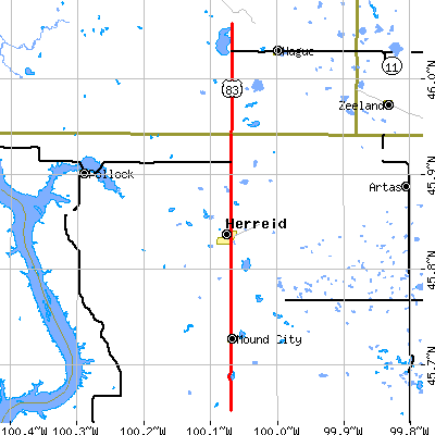 Zip code 57632 close-up map