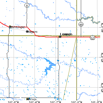 Zip code 57638 close-up map