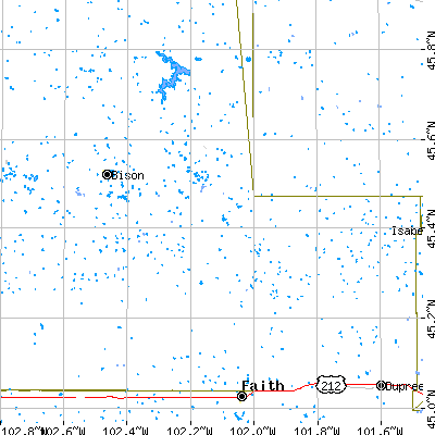 Zip code 57644 close-up map