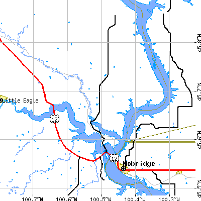 Zip code 57658 close-up map