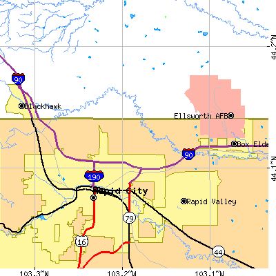 Zip code 57701 close-up map