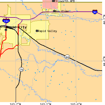 Zip code 57703 close-up map