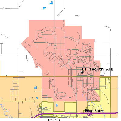 Zip code 57706 close-up map