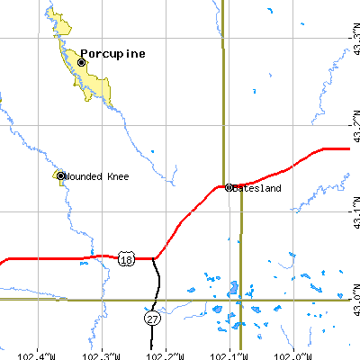 Zip code 57716 close-up map
