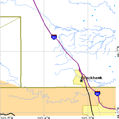 Zip code 57718 close-up map