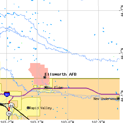 Zip code 57719 close-up map