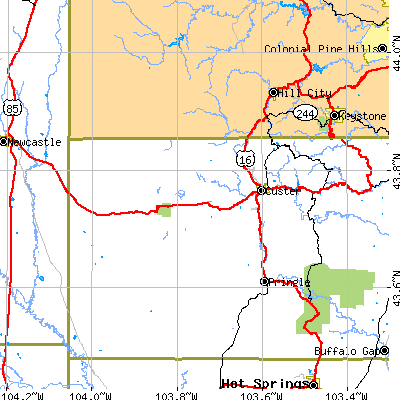 Zip code 57730 close-up map