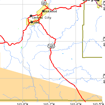 Zip code 57732 close-up map
