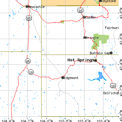Zip code 57735 close-up map
