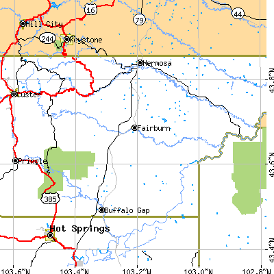 Zip code 57738 close-up map