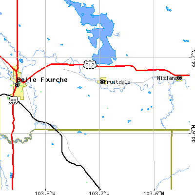 Zip code 57742 close-up map