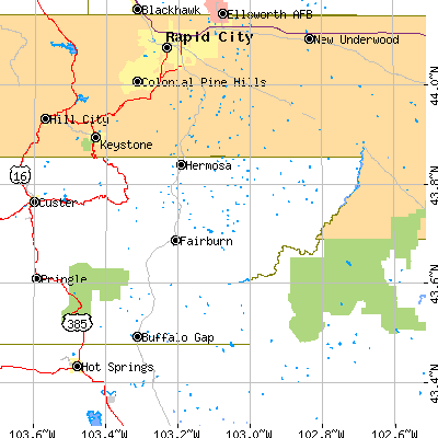Zip code 57744 close-up map