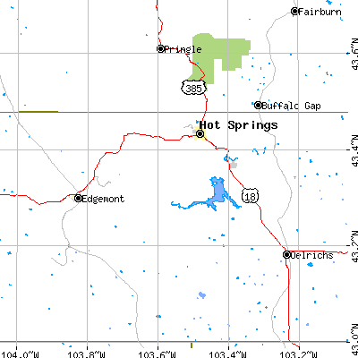 Zip code 57747 close-up map