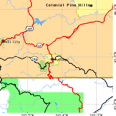 Zip code 57751 close-up map