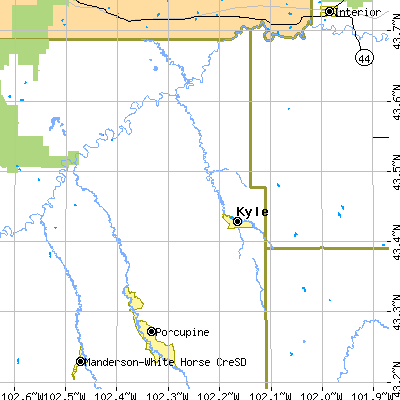 Zip code 57752 close-up map