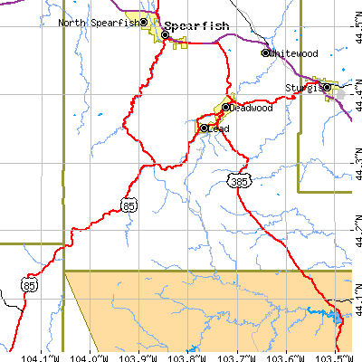 Zip code 57754 close-up map