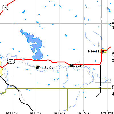 Zip code 57762 close-up map